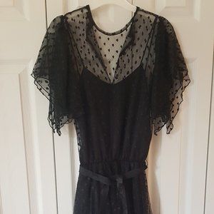 Vintage black lace dress with slip
